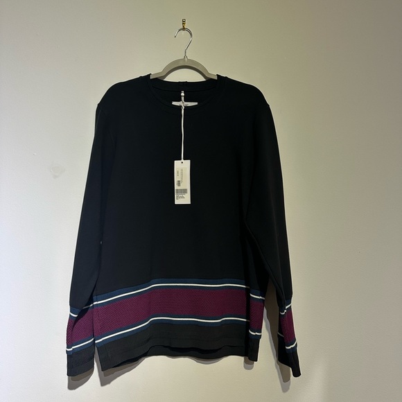 OAMC Men's Black and Burgundy Sweater